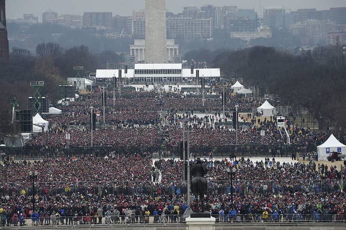 Large crowd gathered on the National Mall in Washington, D.C. for Donald Trump's inauguration