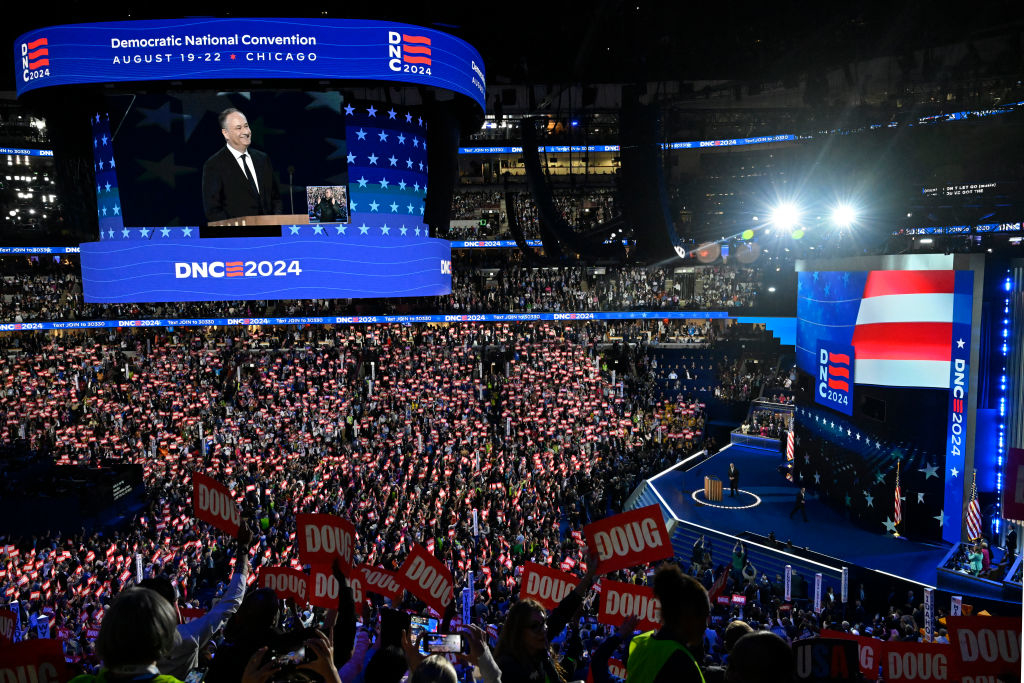 A crowd attends the Democratic National Convention 2024 in Chicago