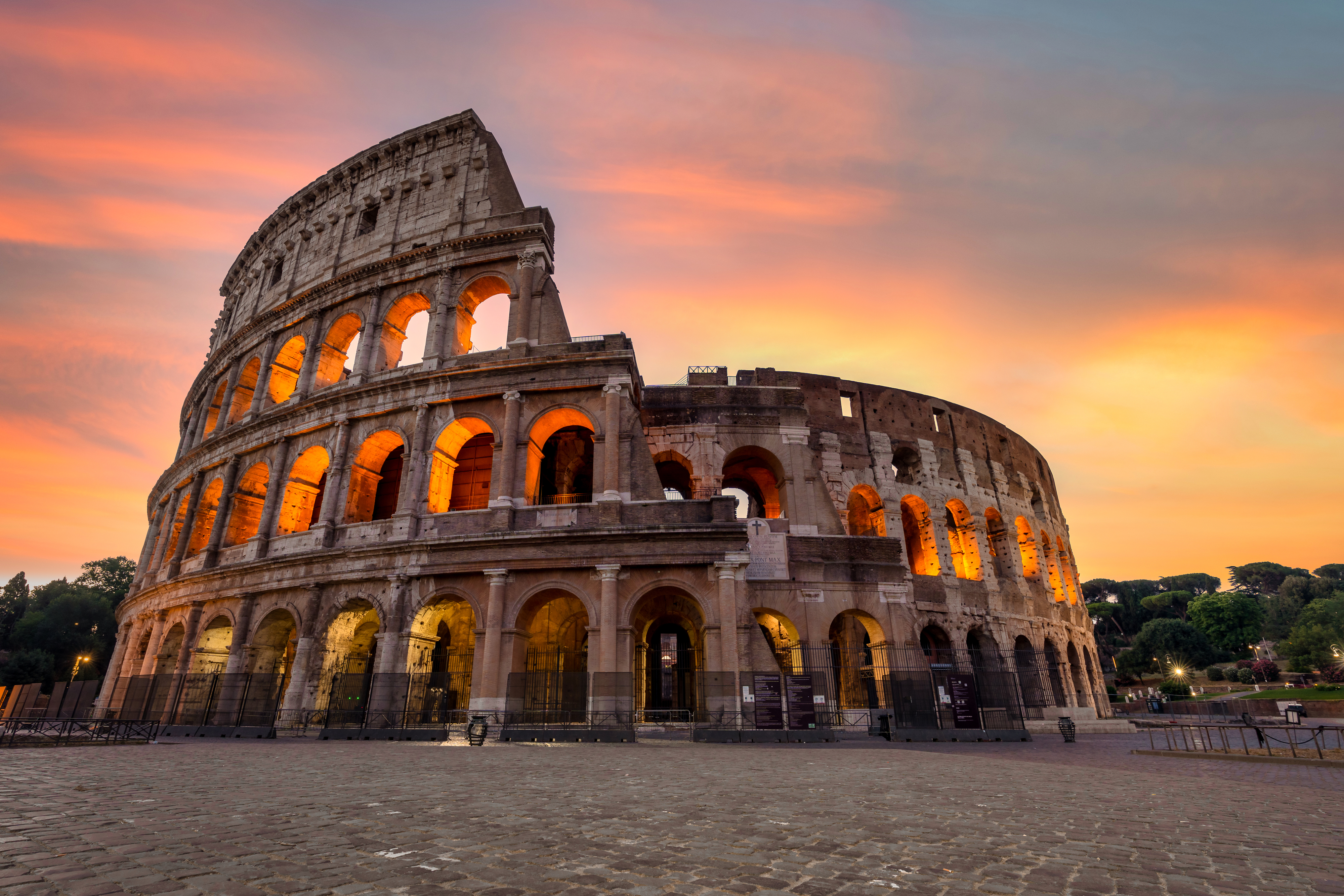 The Colosseum in Rome at sunset