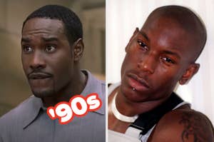 Two side-by-side images are shown. The left image is of a man from the '90s, and the right image features another man with a tattoo on his shoulder
