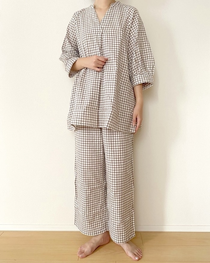 無印良品のおすすめファッションアイテム「婦人 二重ガーゼ 七分袖チュニックパジャマ」