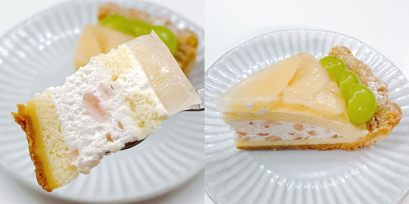 コージーコーナーのおすすめスイーツ「シャインマスカットと白桃のタルト」