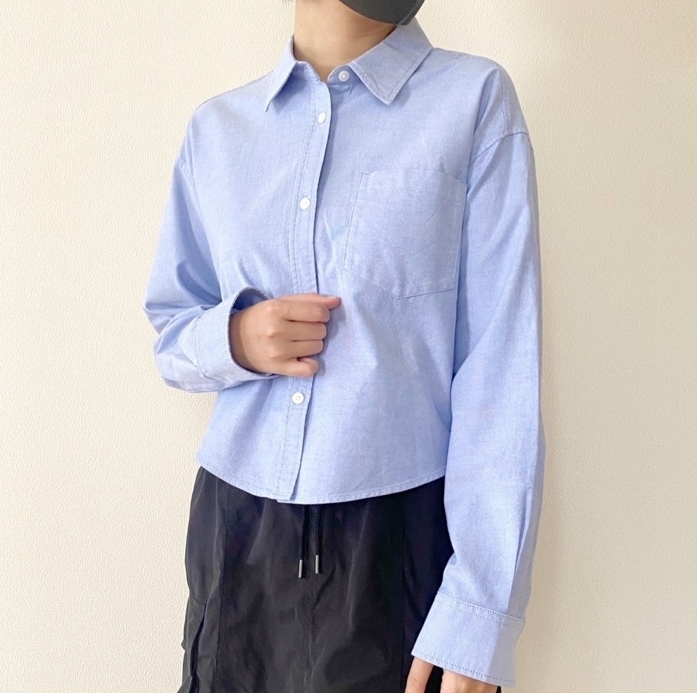 GUのおすすめ長袖トップス「オックスフォードショートシャツ」