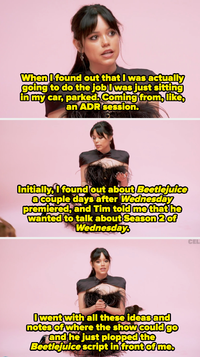 Jenna Ortega discusses her journey from learning about her role in Beetlejuice to pitching ideas for Wednesday Season 2