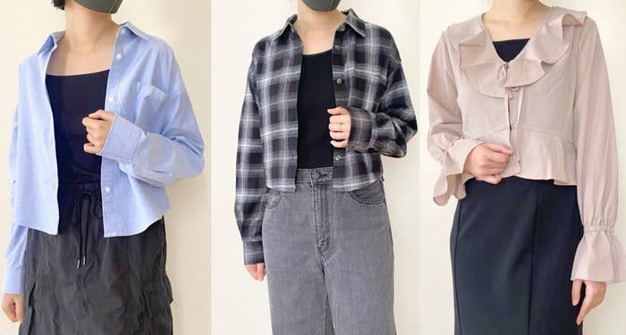 GU（ジーユー）の秋まで使えるショート丈トップス