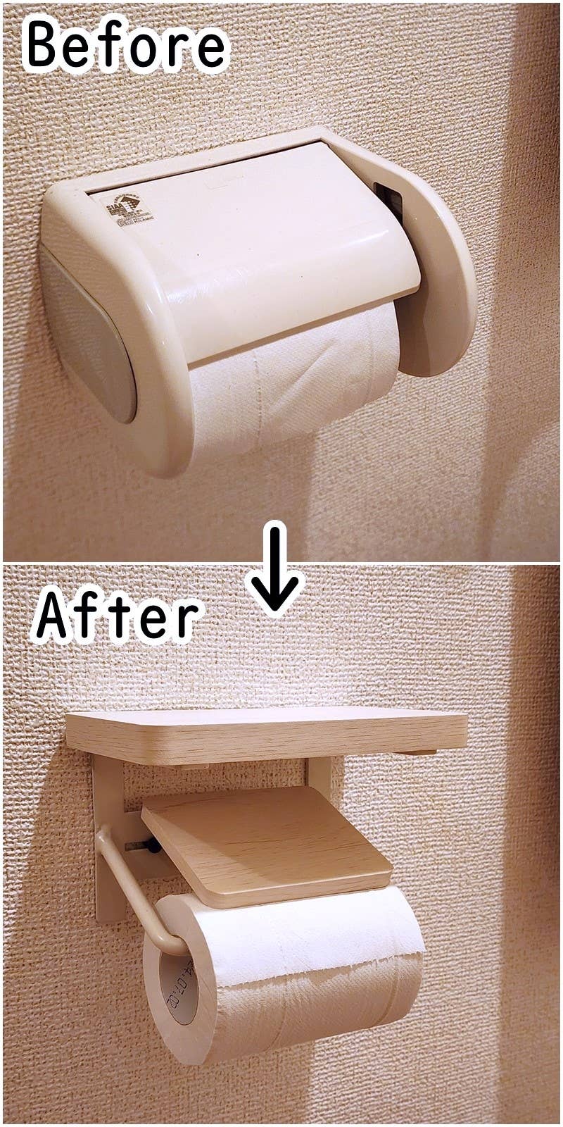 ニトリ 木製 棚付 トイレットペーパーホルダー 2連 CS01 ミドルブラウン NITORI 8530812 ニトリ】トイレの生活感が消えた…！カフェみたいになる「おしゃれホルダー」スマホも置けるし、使い勝手バツグンです！《使用レビュー》