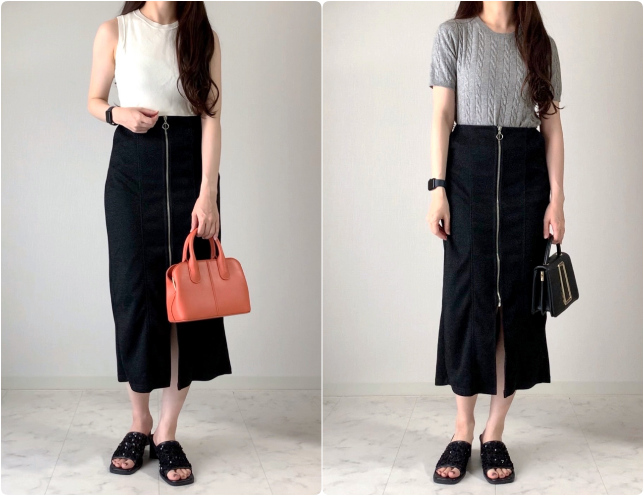 しまむらのおすすめファッションアイテム「TマエZIPキラキラSK」のコーディネート