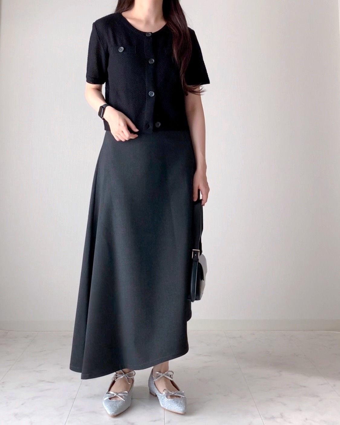 しまむらのおすすめファッションアイテム「ニットCDハンソデ」のコーディネート