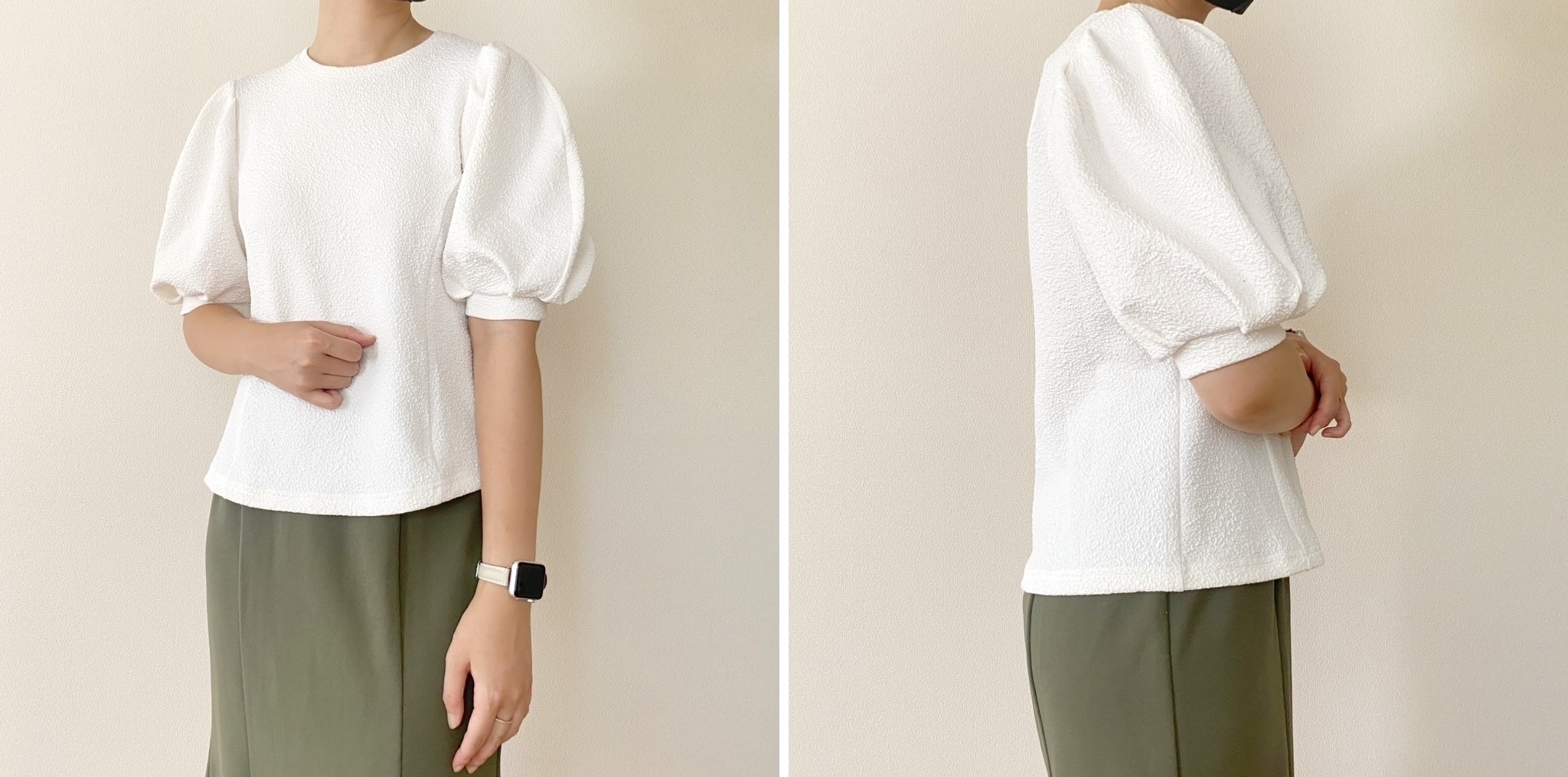 GU(ジーユー)のおすすめトップス「ボリュームスリーブT(5分袖)Z+E」