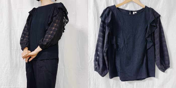 しまむらのおすすめファッションアイテム「HK WORKS LONDON ラッフルシアーシャツ」