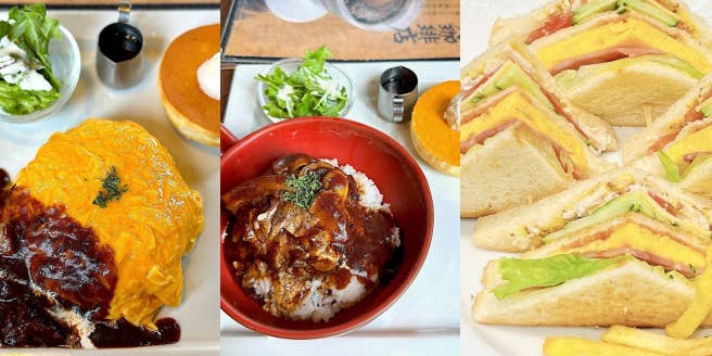 星乃珈琲店のおすすめメニュー「ビーフシチューオムライス＆パンケーキプレート」「ビーフシチューハンバーグライス＆パンケーキプレート」「クラブハウスサンド＆ポテト〜スモークチキンとベーコン〜」