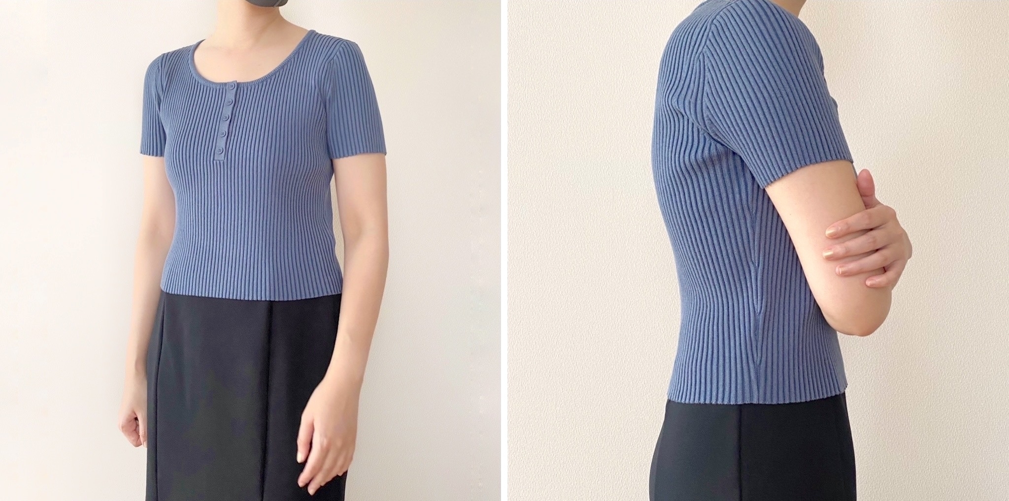 GU（ジーユー）のおすすめファッションアイテム「リブヘンリーネックセーター（半袖）」