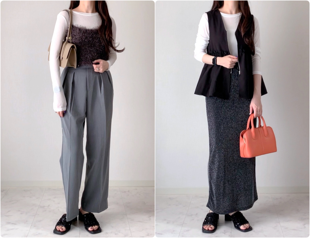 しまむらのおすすめファッションアイテム「TシアークルーネックロンT」のコーディネート