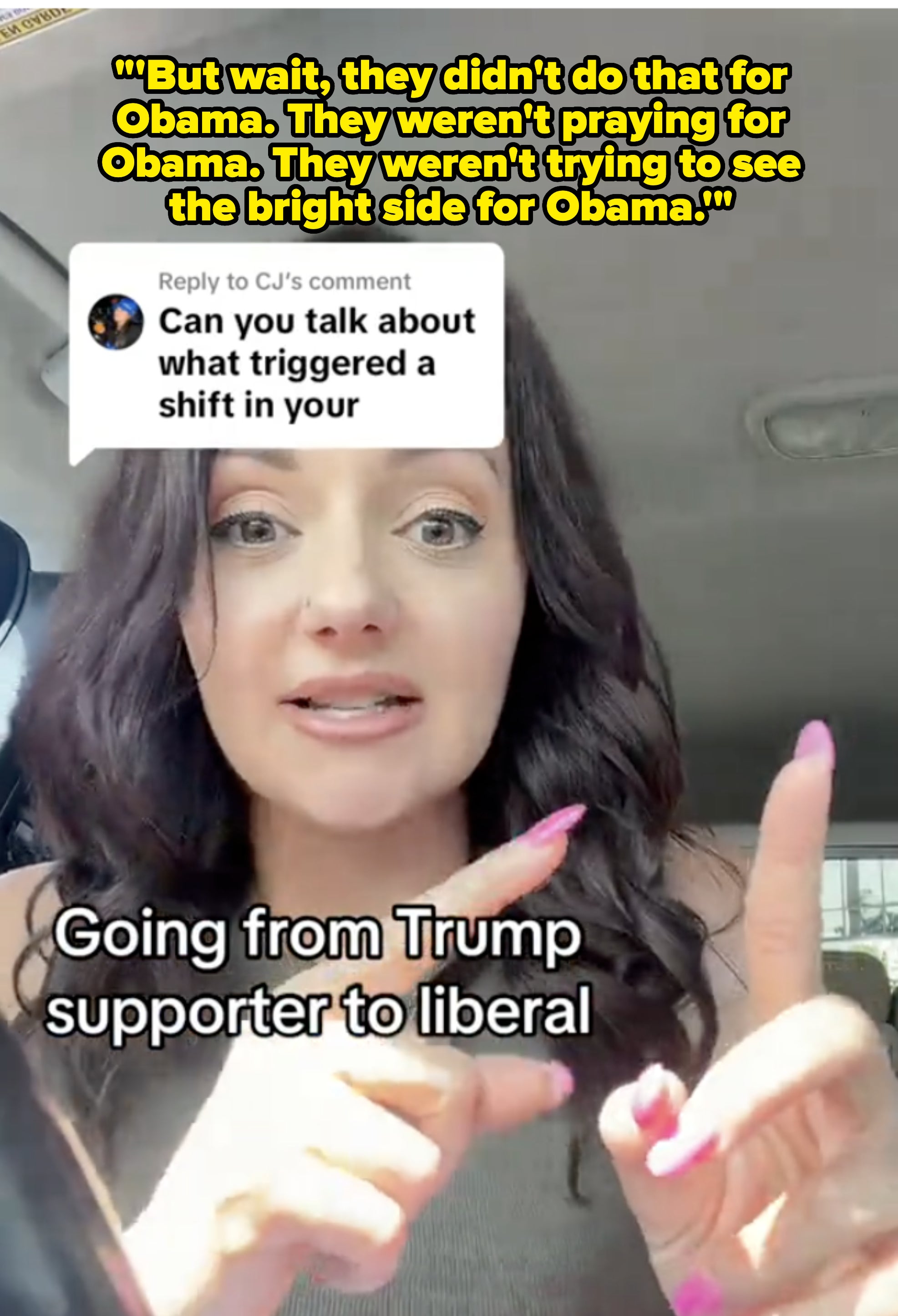 Rihanna responds to a comment asking "Can you talk about what triggered a shift in your" and discusses going from Trump supporter to liberal