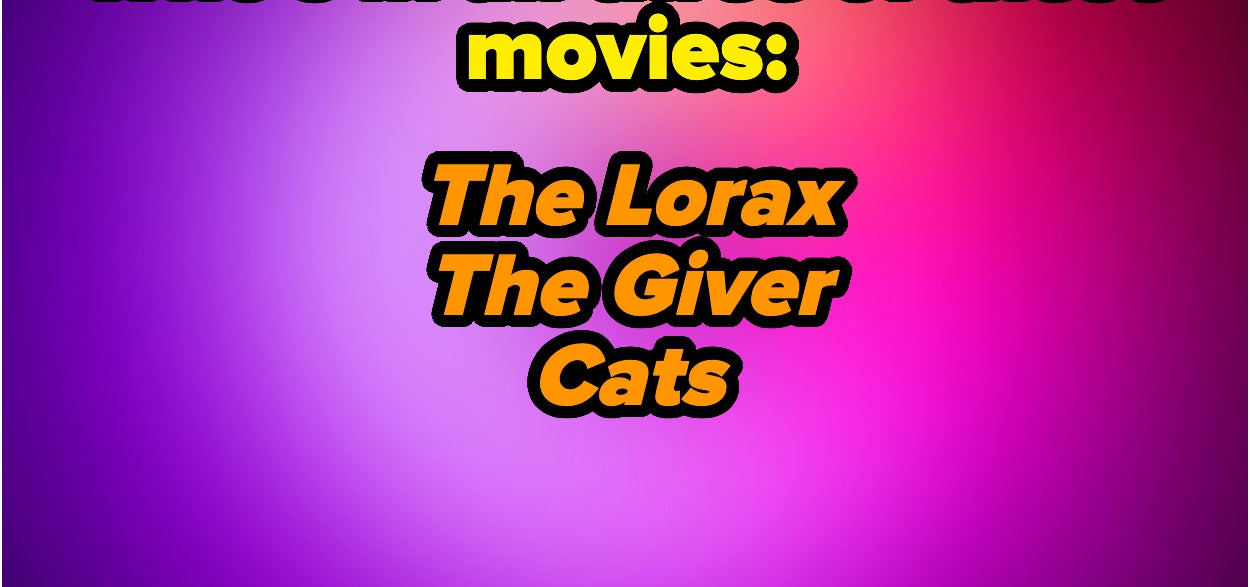 Text in the image: &quot;Who's in all three of these movies: The Lorax, The Giver, Cats&quot;
