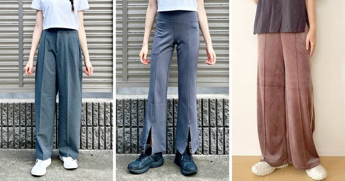 GU(ジーユー)のおすすめファッション「タックワイドパンツ(丈標準70.0~74.0cm)」「ソフトコンフォートフレアレギンスGA+X」 「ベロアサイドラインプルオンパンツ」