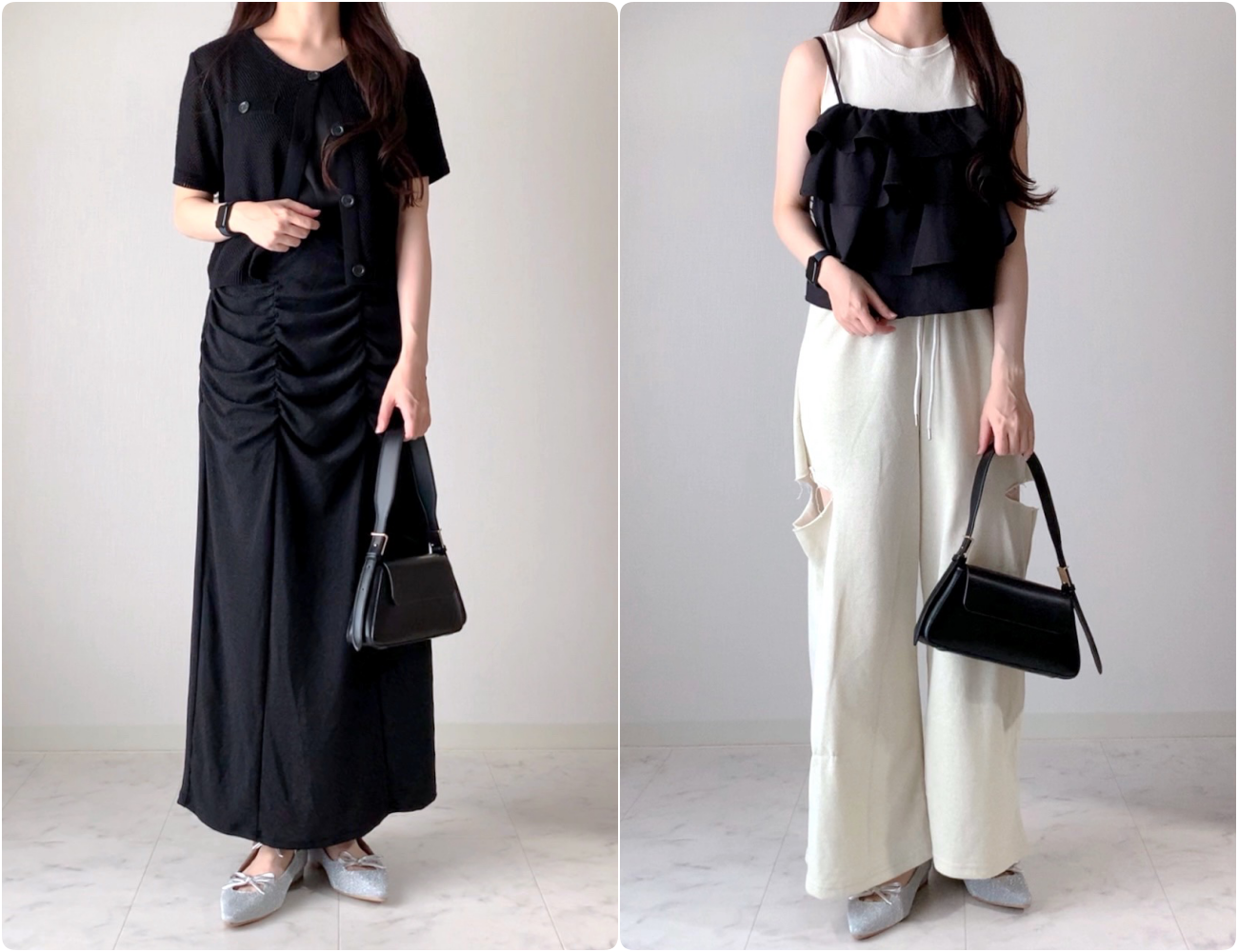 しまむらのおすすめファッションアイテム「WリボングリッターP」のコーディネート