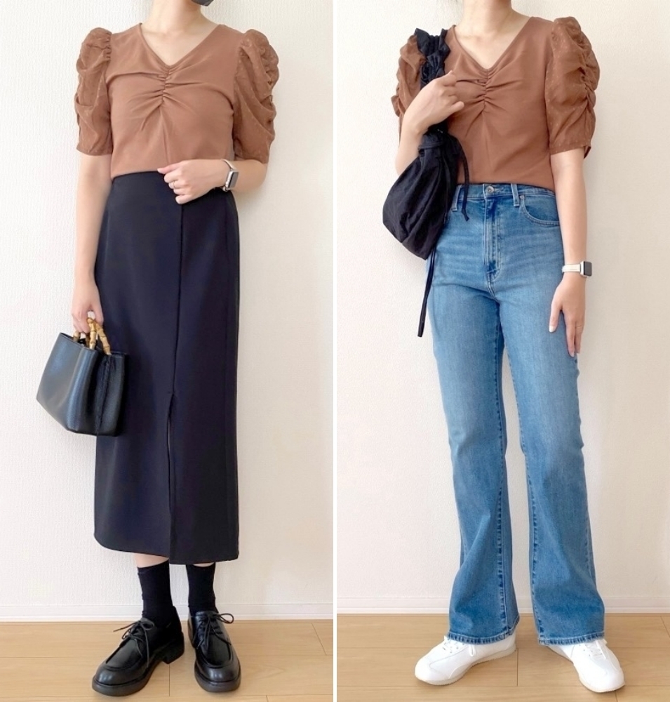 GUのおすすめアイテム「布帛コンビネーションT(5分袖)Z+E」