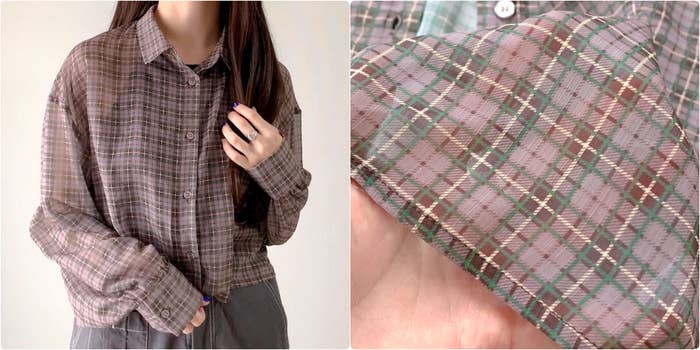 しまむらのおすすめファッションアイテム「シアーヨウリュウチェックSH」