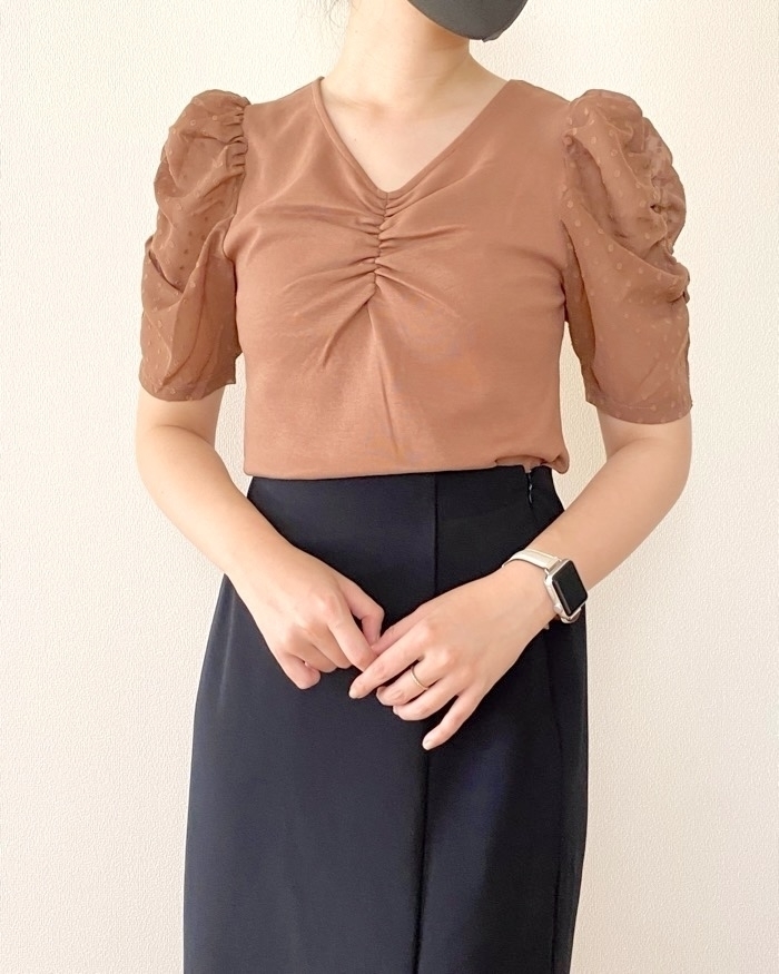 GUのおすすめアイテム「布帛コンビネーションT(5分袖)Z+E」