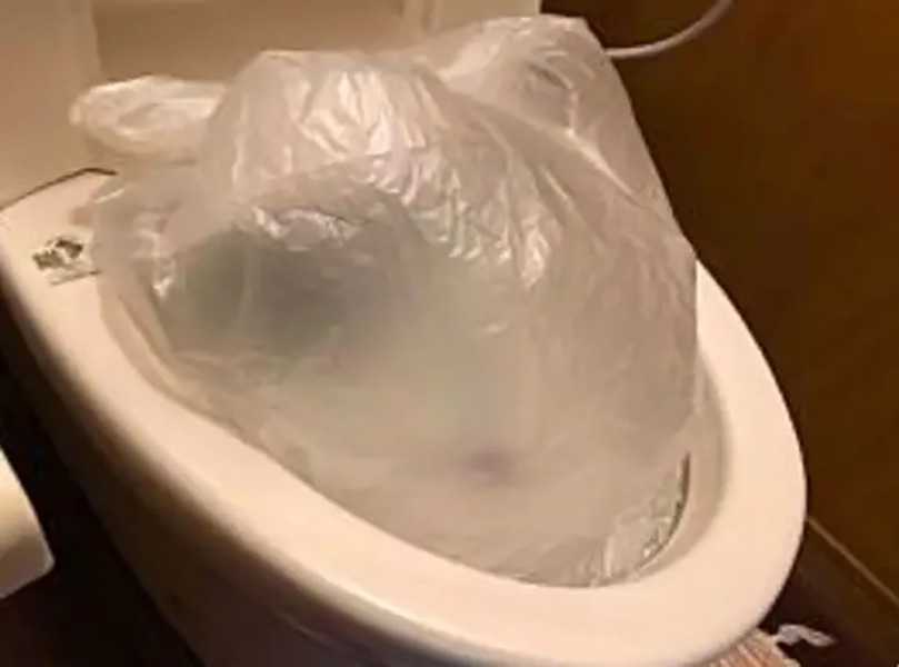 ビニール袋で作った簡易水のう