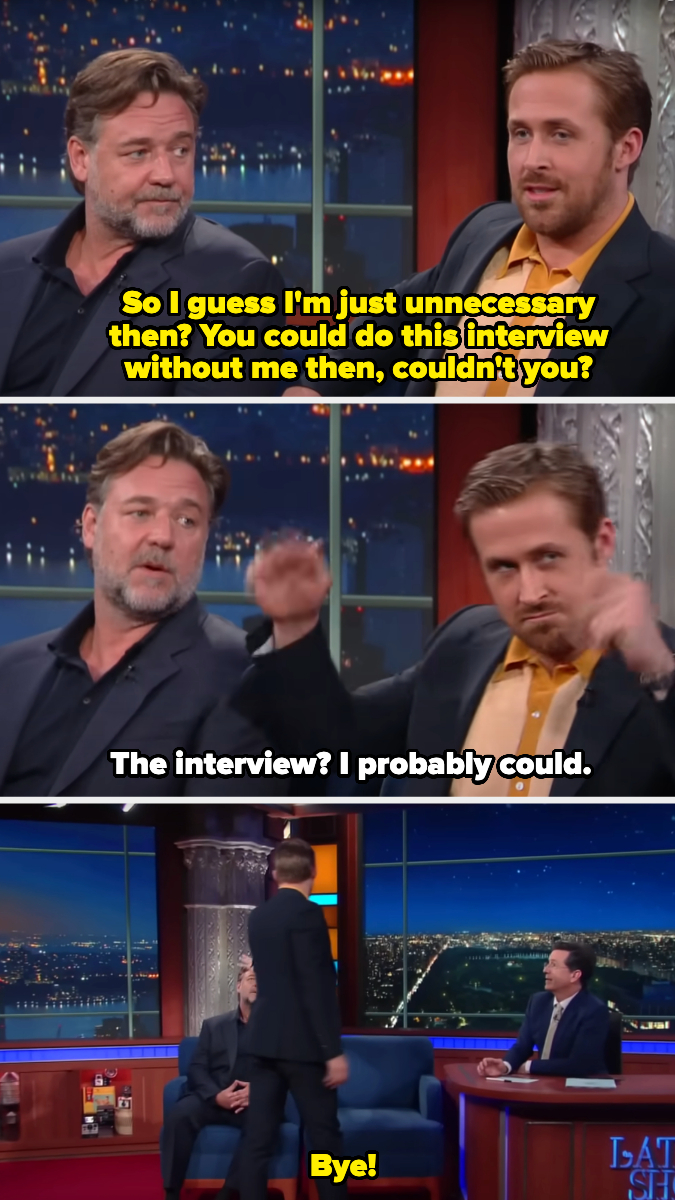Ryan acts upset that he's unnecessary, and Russell says he could do the interview without him, so Ryan walks off