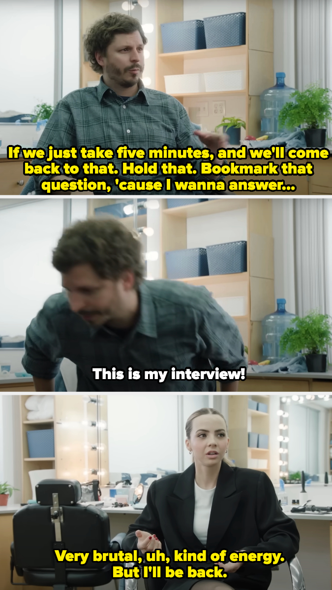 Michael leaves the interview because of Bobbie's brutal energy but says he'll be back