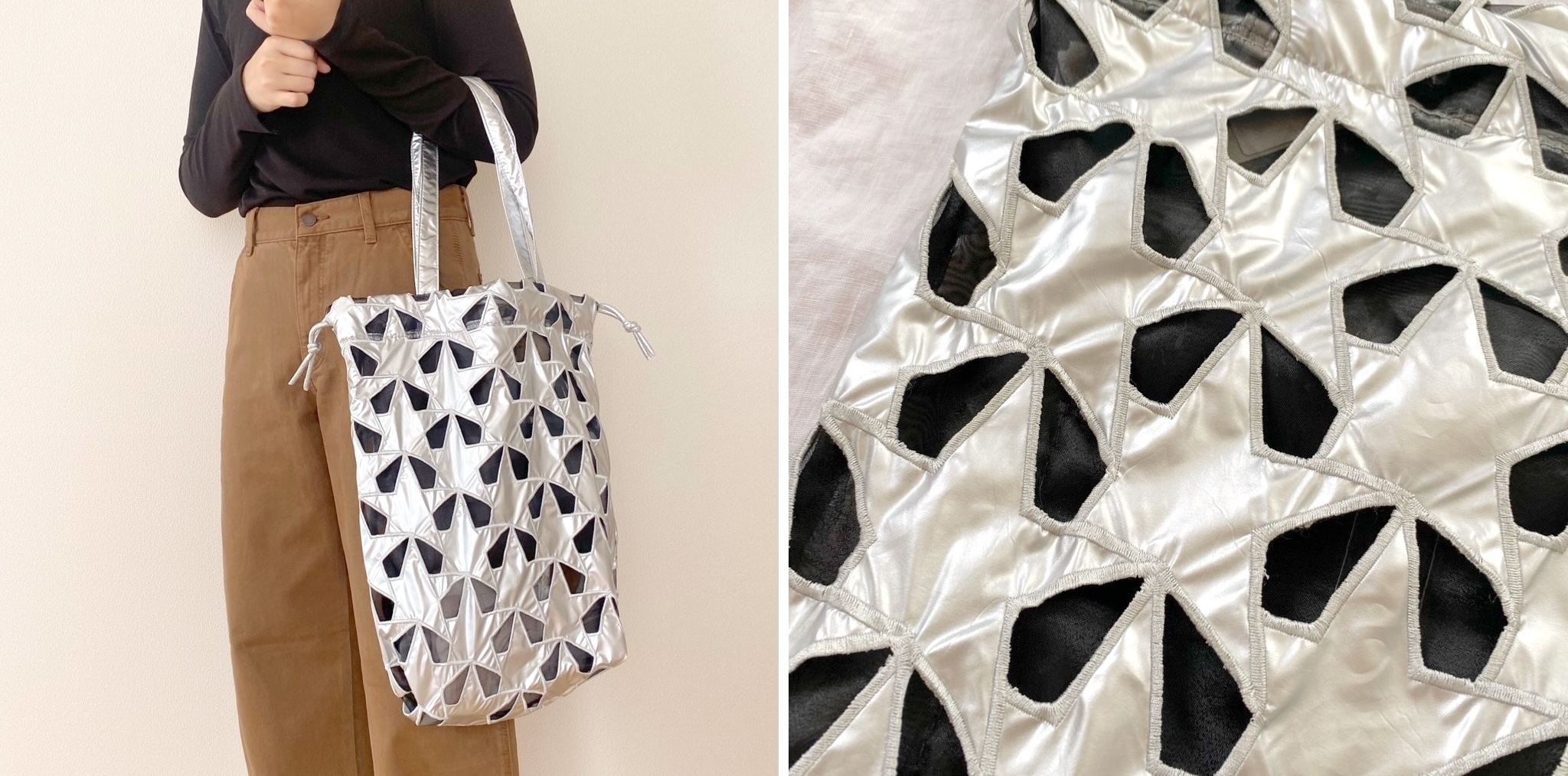 nikoand…（ニコアンド）のおすすめファッションアイテム「オリジナルモチーフカットワークトートバッグ」