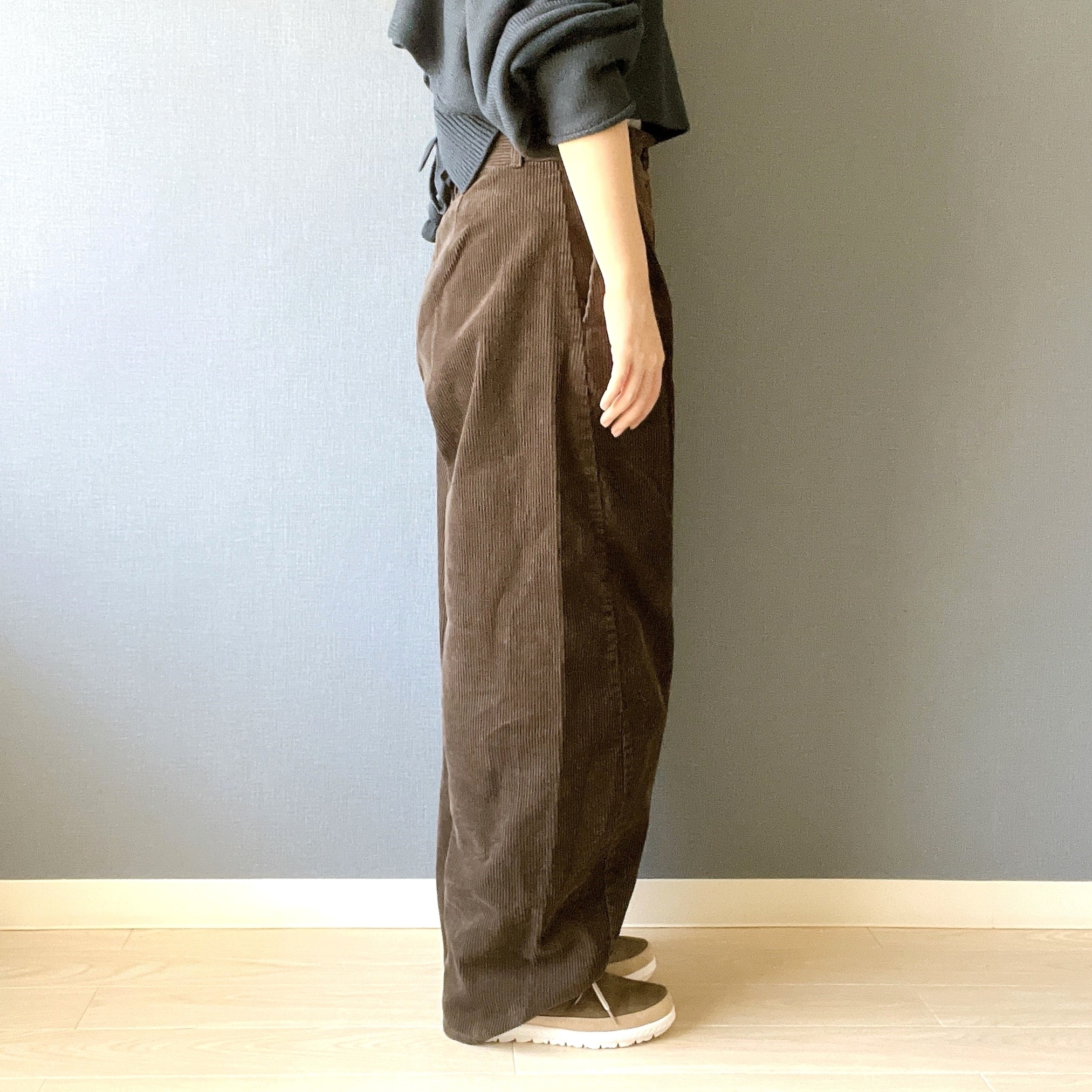 GUのオススメのパンツ「コーデュロイバレルレッグパンツ+EC（丈短め68.0cm）（セットアップ可能）」