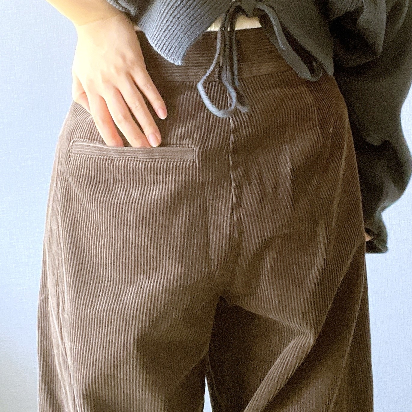 GUのオススメのパンツ「コーデュロイバレルレッグパンツ+EC（丈短め68.0cm）（セットアップ可能）」