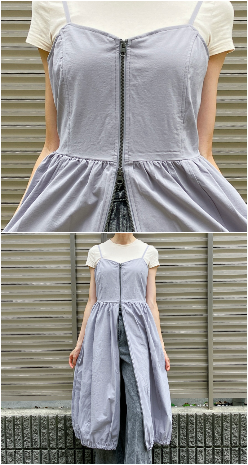 GU（ジーユー）の「フロントジップバブルヘムワンピースNTQ+E」