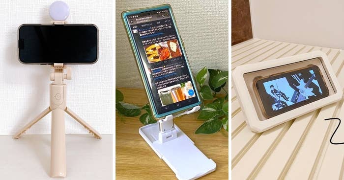 3COINS(スリーコインズ)のおすすめスマホアイテム「LED三脚自撮り棒」「スマホスタンド/WORK TOOLS」「防滴スマホケース」