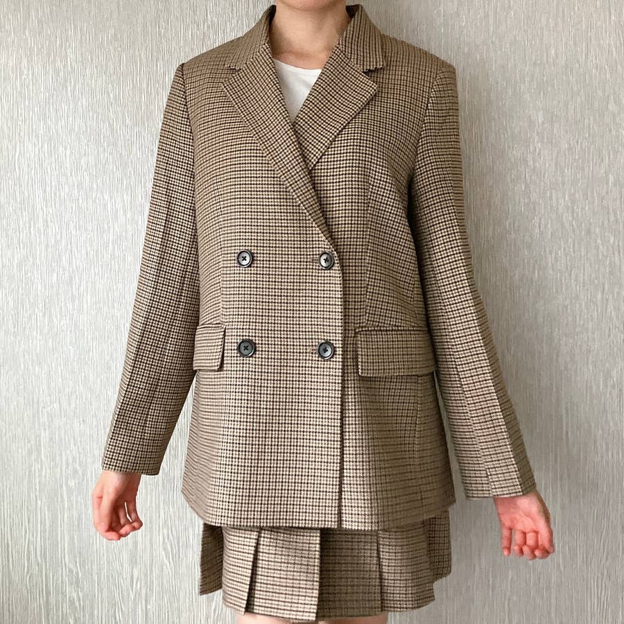 チェック柄ダブルジャケット ジャケット チェック柄 ダブル JUPIO 