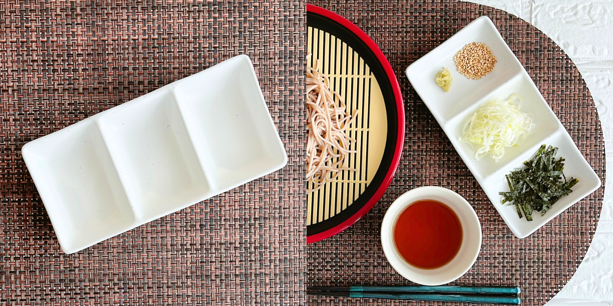 DAISO(ダイソー)のおすすめ和食器「三連皿(白・黒)19.5×9×H2.2cm」