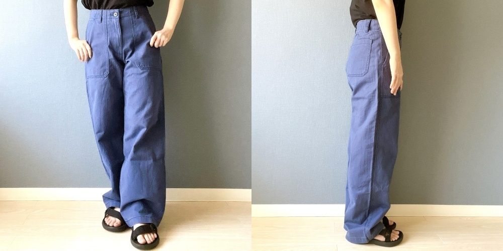 無印良品のオススメのパンツ「婦人 洗いざらし ヘリンボーンベイカーパンツ」