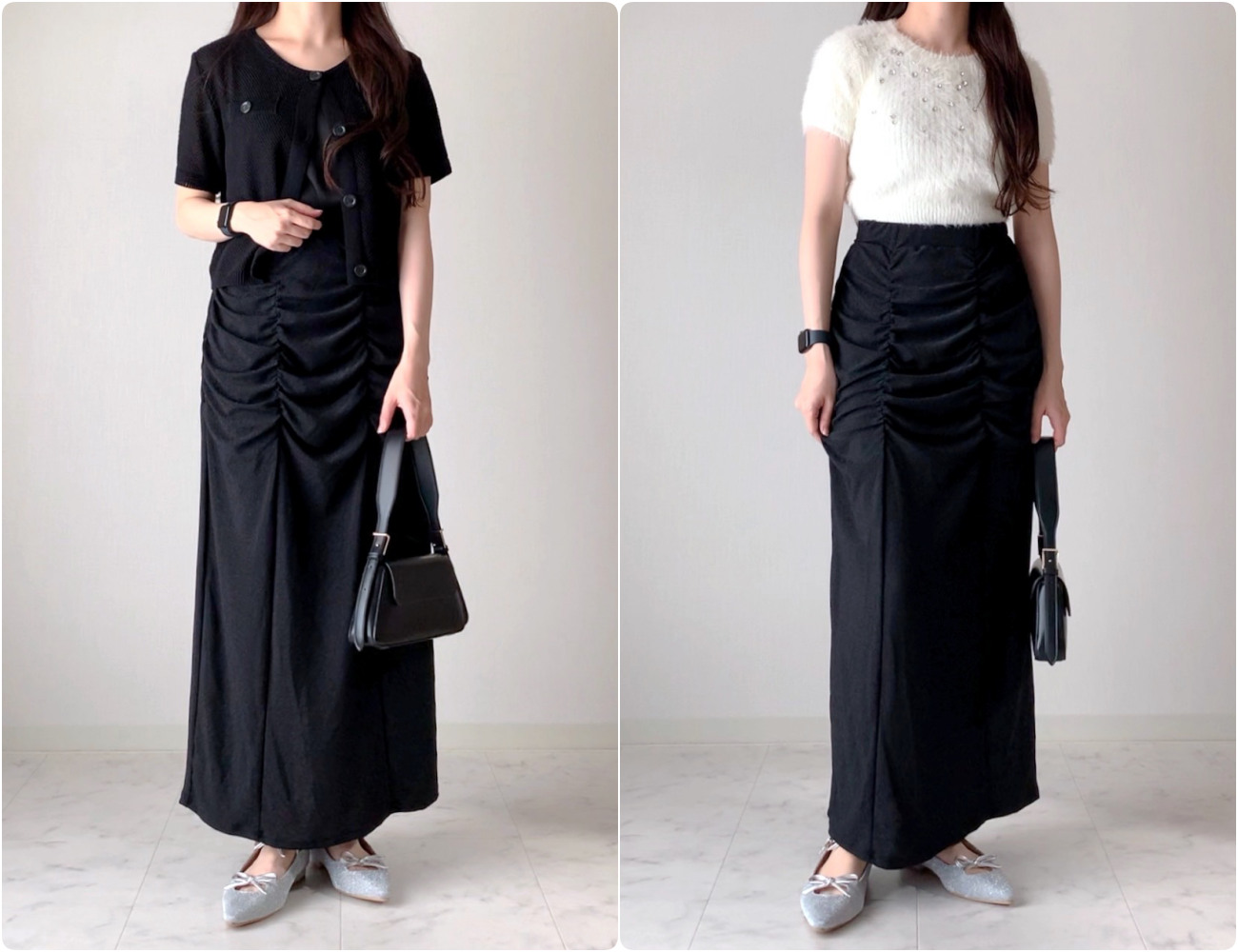 しまむらのおすすめアイテム「ラメシャーリングナローSK」