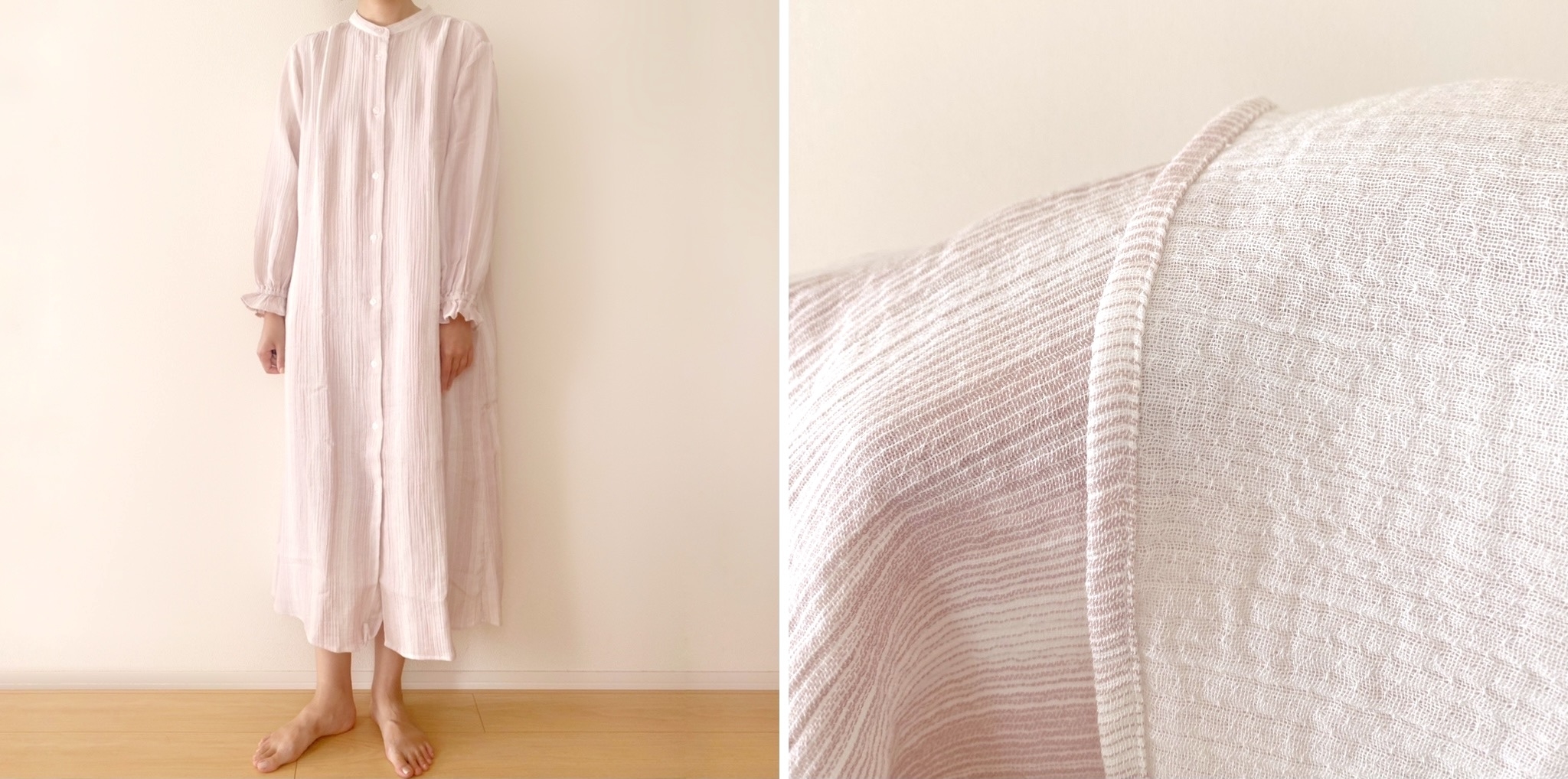 GU(ジーユー)のおすすめファッションアイテム「キャンディスリーブコットンパジャマワンピース(長袖)+E」