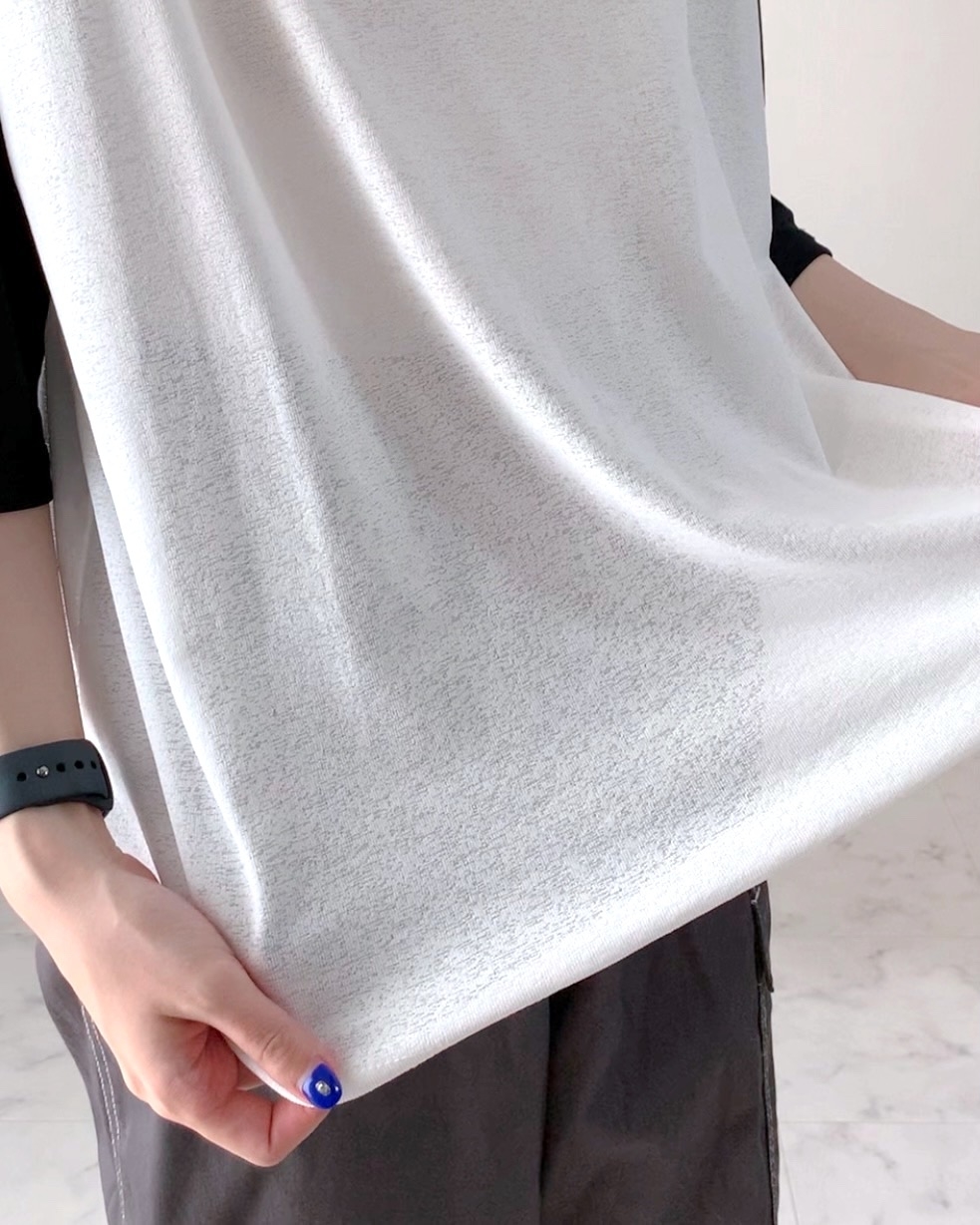 しまむらのおすすめファッションアイテム「スラブシアーラグランT」