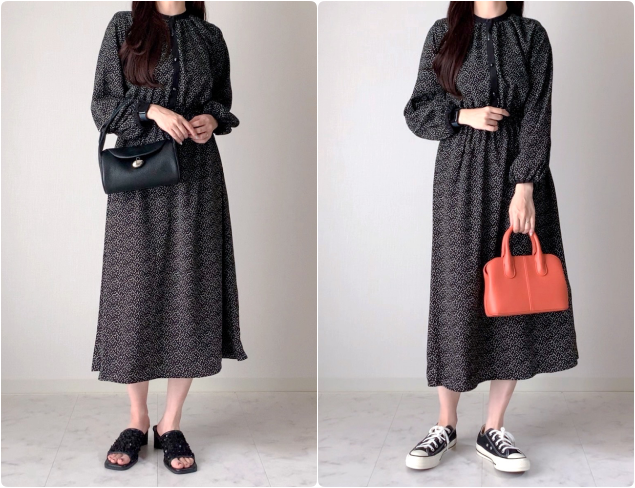 しまむらのおすすめファッションアイテム「ハートドットハイショクOP」のコーディネート