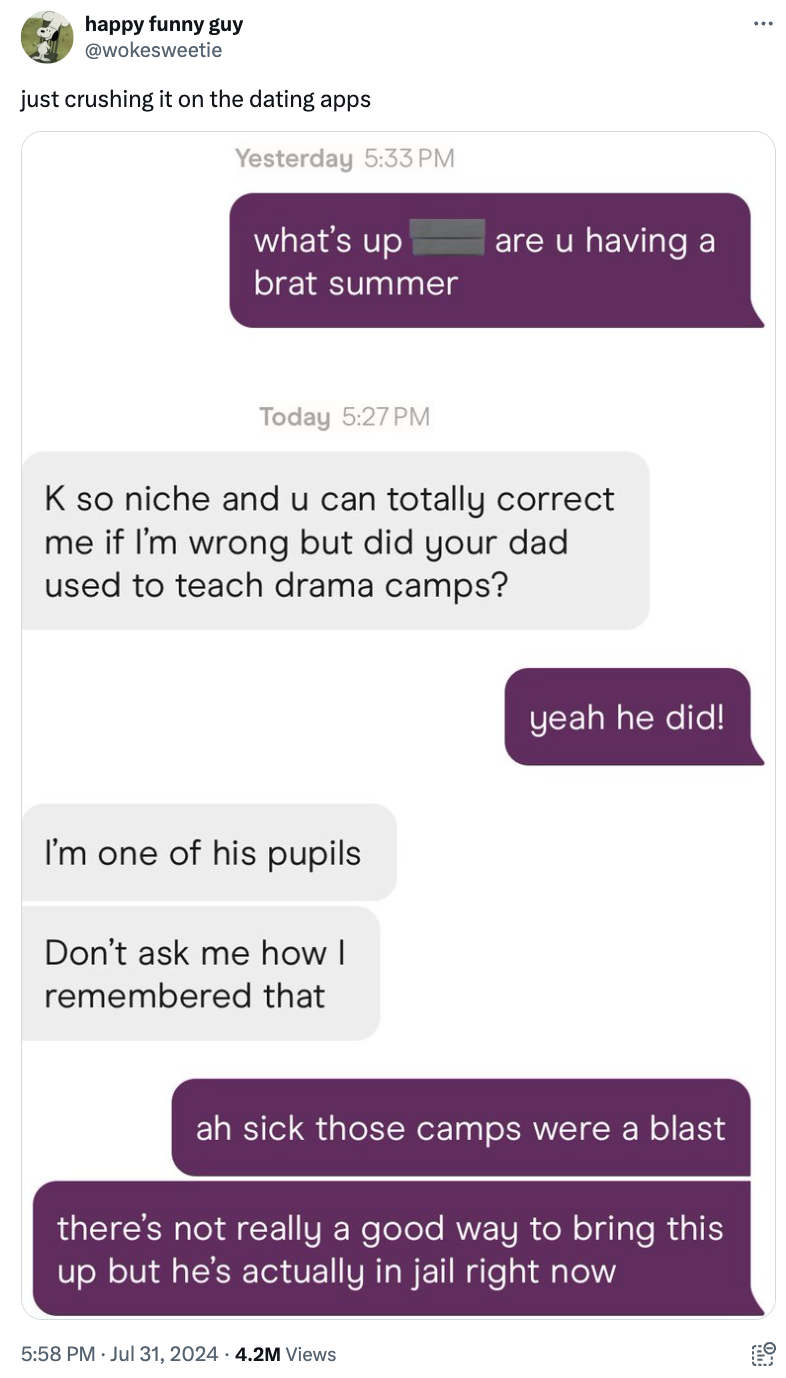 Screenshot of a text exchange in a tweet