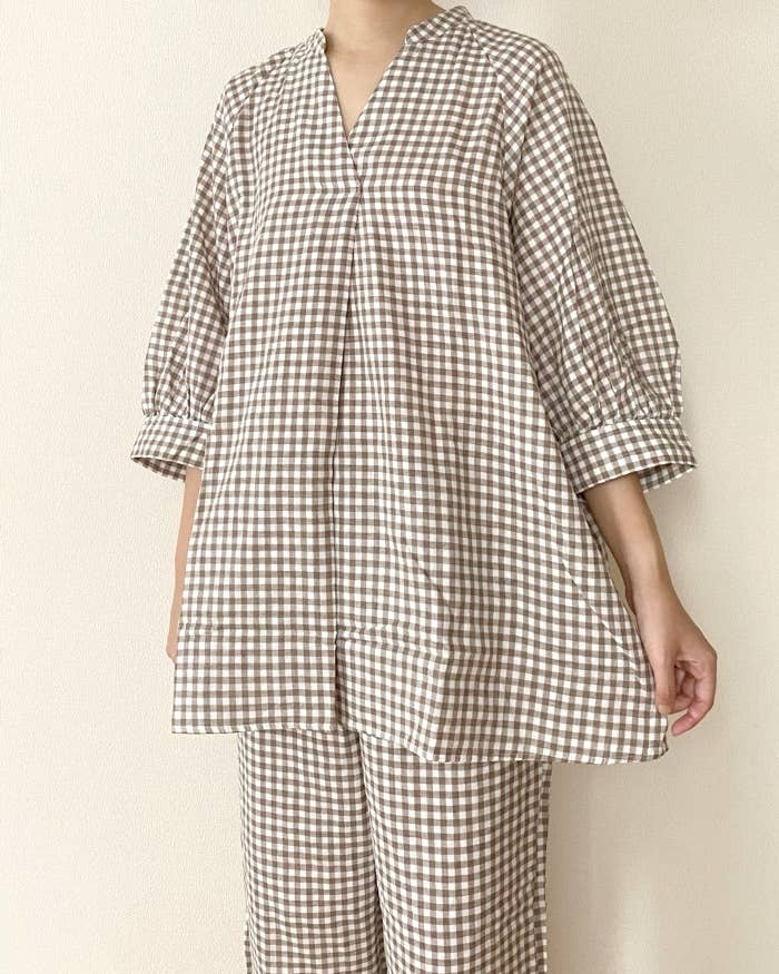 無印良品のおすすめファッションアイテム「婦人 二重ガーゼ 七分袖チュニックパジャマ」