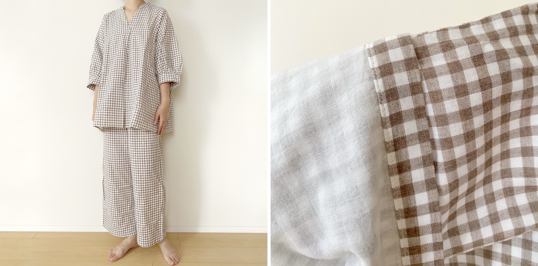 無印良品のおすすめファッションアイテム「婦人 二重ガーゼ 七分袖チュニックパジャマ」