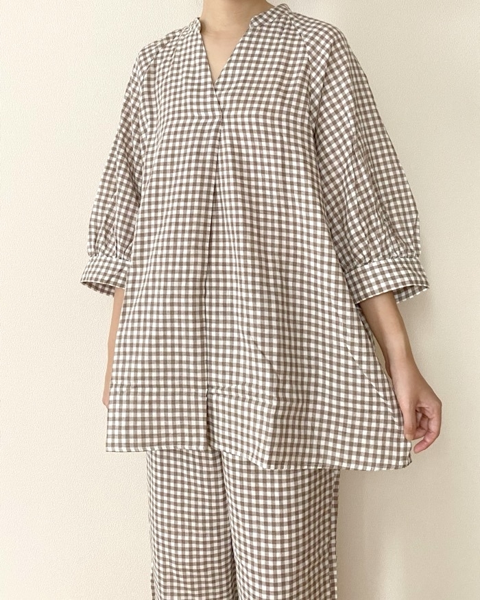 無印良品のおすすめファッションアイテム「婦人 二重ガーゼ 七分袖チュニックパジャマ」