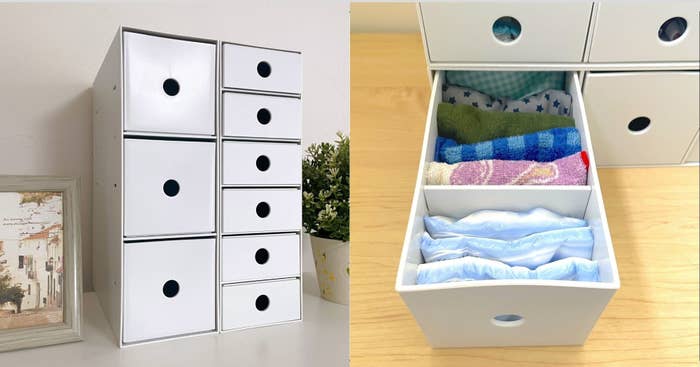 無印良品のおすすめ収納グッズ「ポリプロピレン小物収納ボックス3段・ホワイトグレー」「ポリプロピレン小物収納ボックス6段・ホワイトグレー」