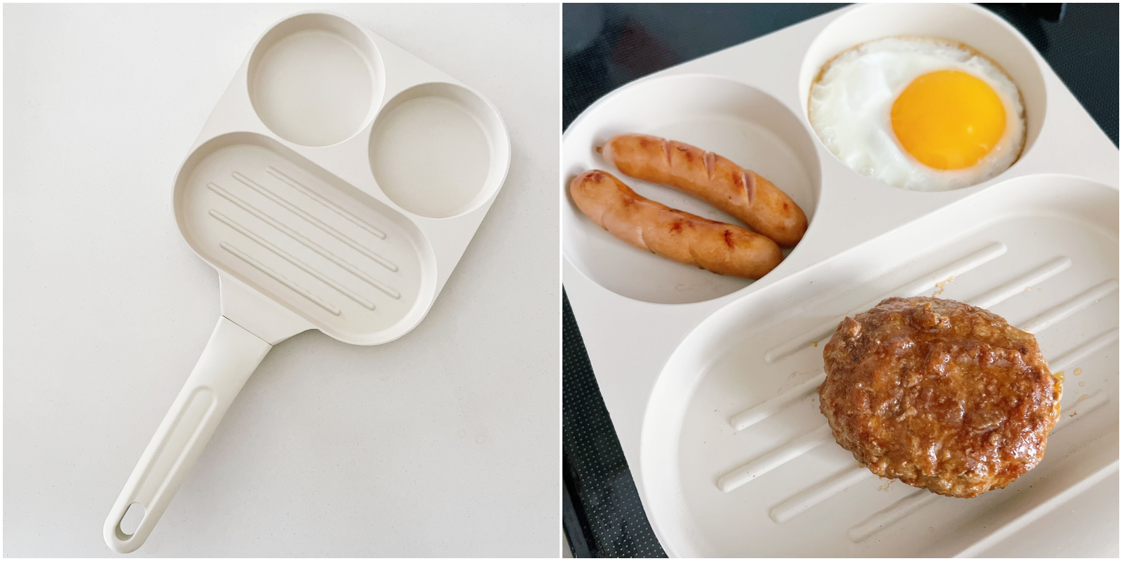 3COINS（スリーコインズ）のオススメの便利グッズ「仕切り付きフライパン」