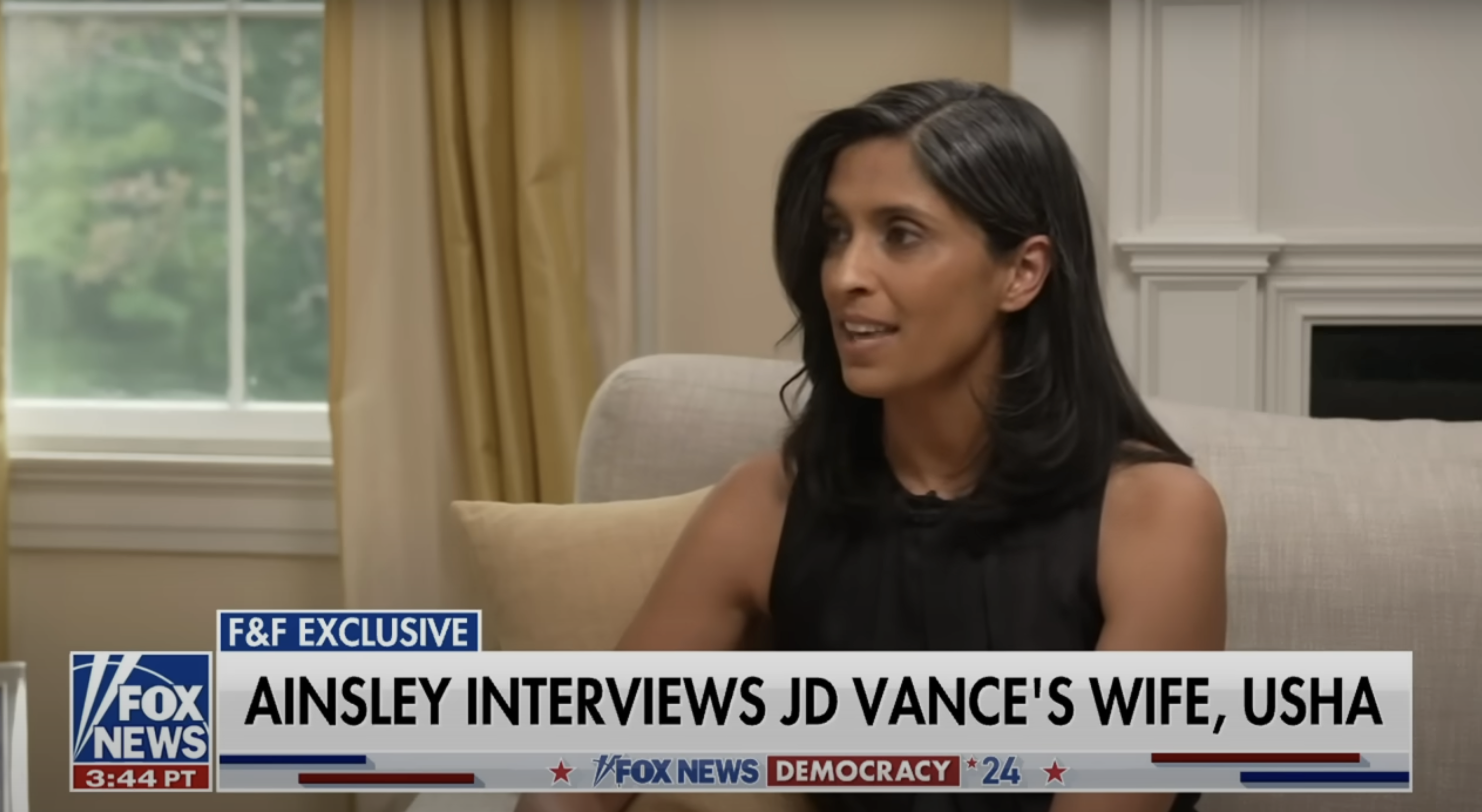 Ainsley Earhardt interviews Usha Vance, JD Vance's wife, during a Fox News segment