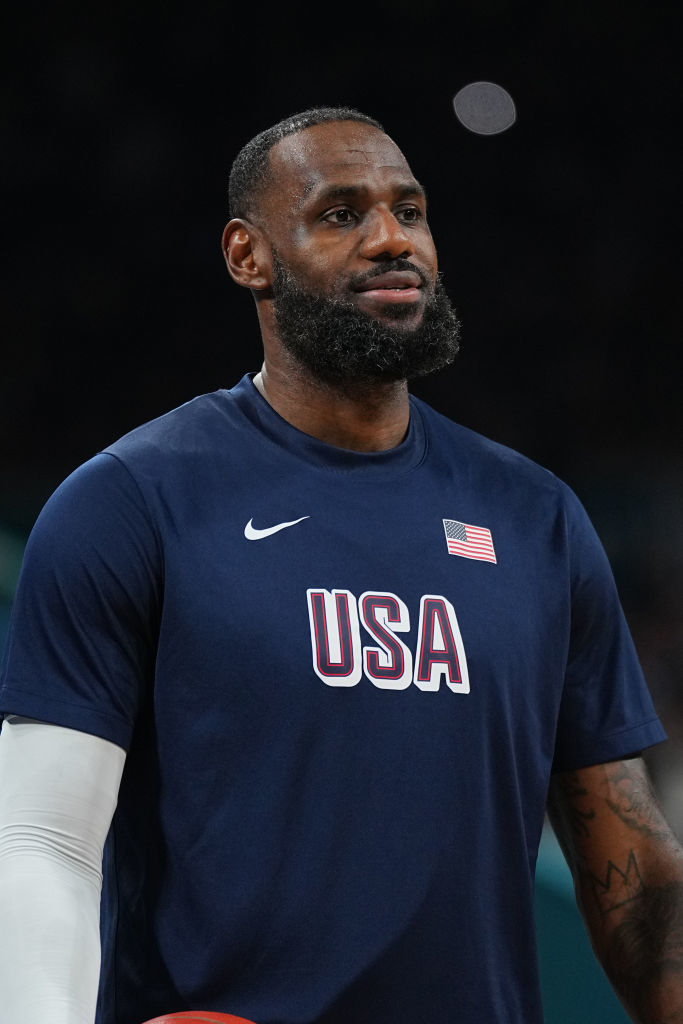 LeBron James wearing a &quot;USA&quot; basketball jersey