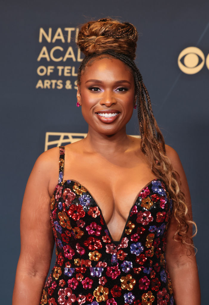 Jennifer Hudson on the red carpet in a floral sequin gown at the National Academy of Television Arts &amp;amp; Sciences event