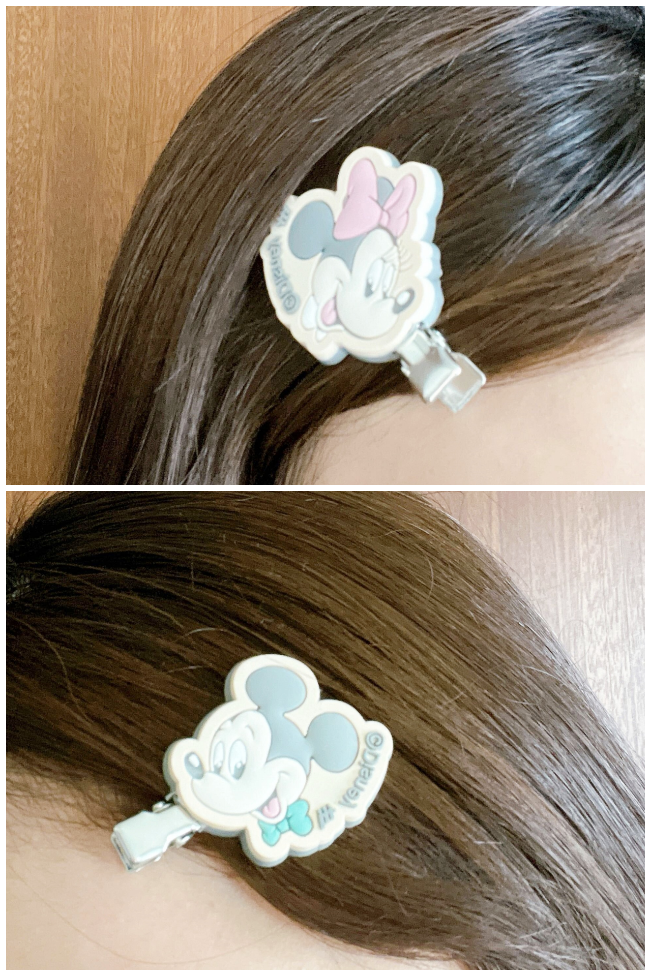 セリアのおすすめ雑貨「ミッキー&ミニー 前髪クリップ 2P」