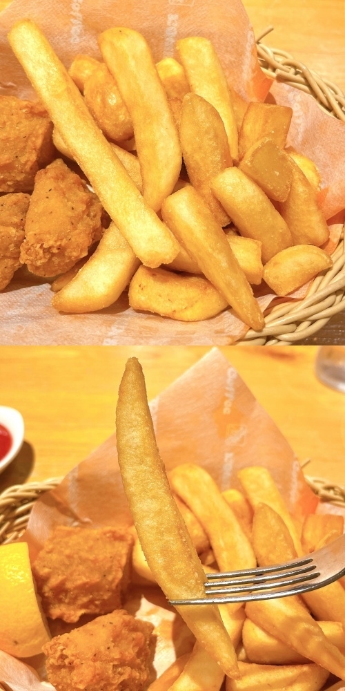 コメダ珈琲店のオススメのメニュー「ポテチキ（コメチキ3ケ）」